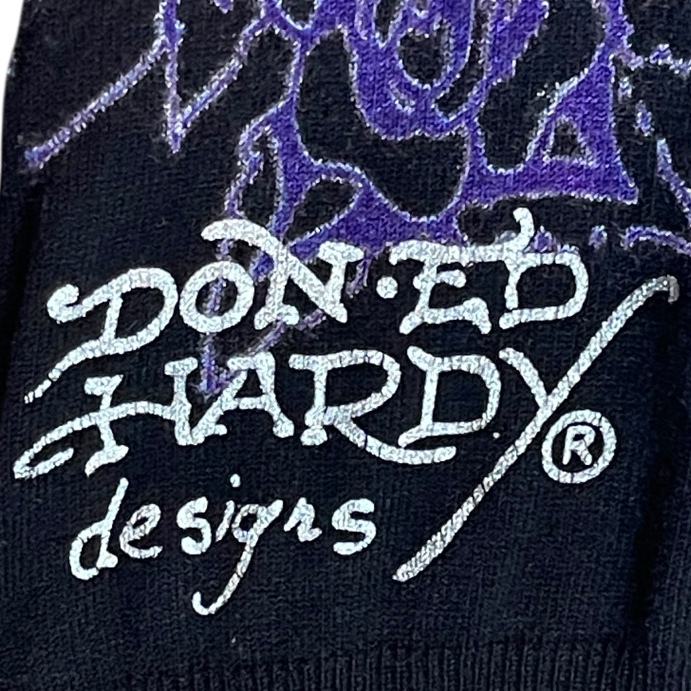 Ed Hardy Long Cardigan Cover Up Love Kills Slowly Medium Vintage Y2K Streetwear - Picture 12 of 16